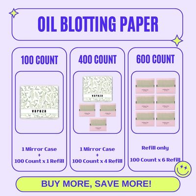 400 Counts  Mirror Case Green Tea Natural Oil Blotting Sheets for Face with Mirror Case and Refills