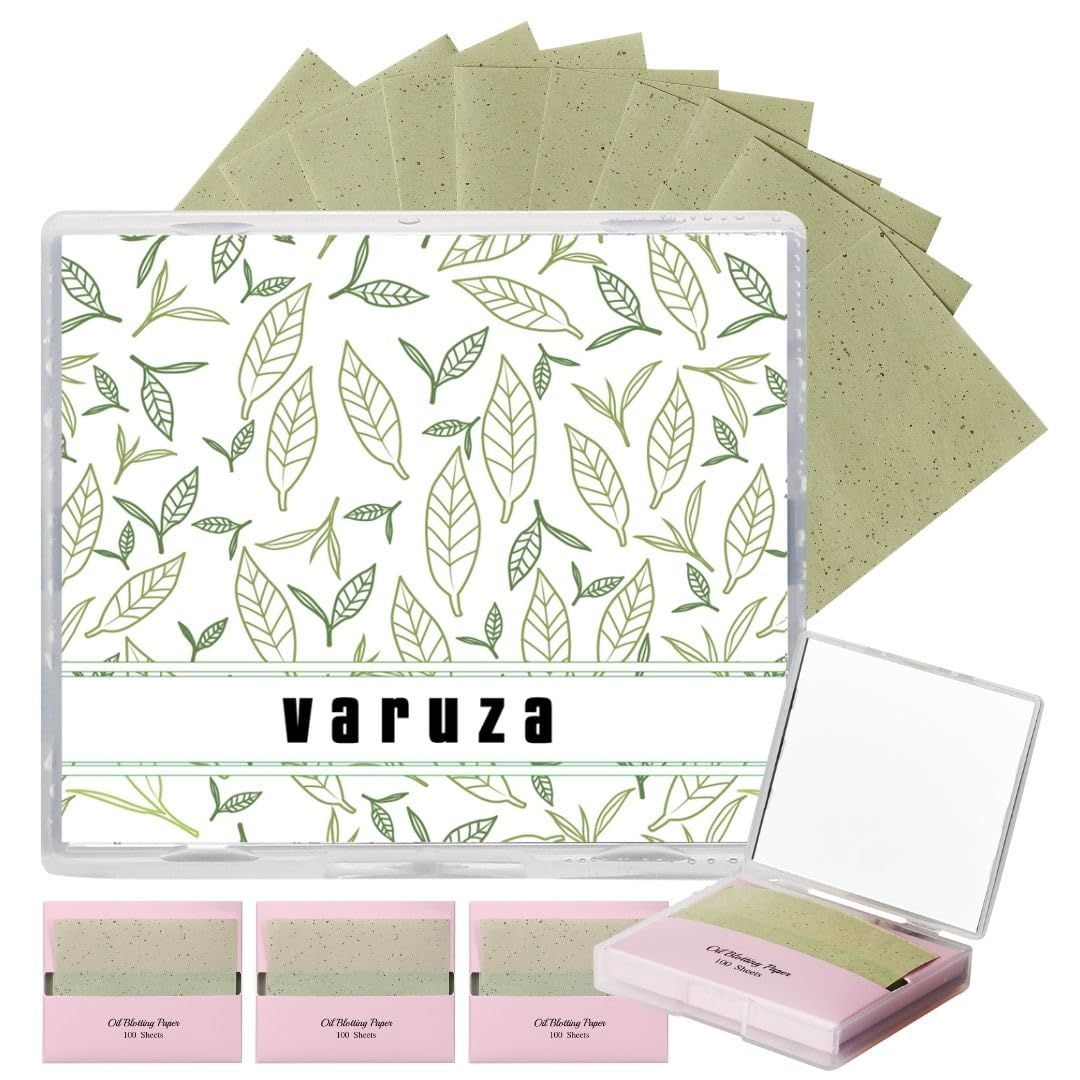 400 Counts  Mirror Case Green Tea Natural Oil Blotting Sheets for Face with Mirror Case and Refills