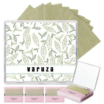 400 Counts  Mirror Case Green Tea Natural Oil Blotting Sheets for Face with Mirror Case and Refills