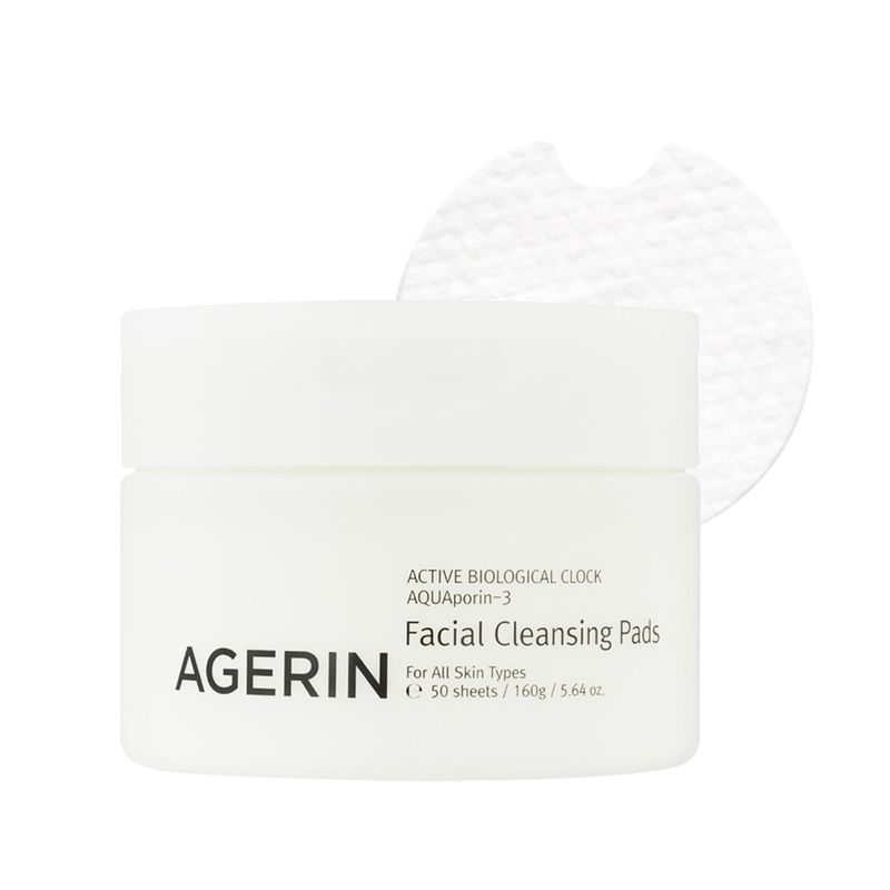 AGERIN Facial Cleansing Pads - Daily Oil &amp; Makeup Remover Cotton Pads, Gentle Cleansing, Hydrating, Dirt &amp; Impurities Removal Without Tugging - Vegan, Non-Irritating, 50pads