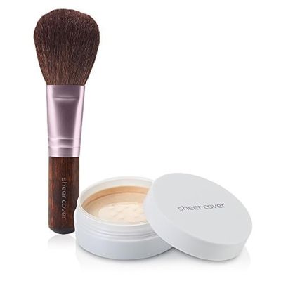 Sheer Cover Perfect Shade - Mineral Foundation Makeup Kit w Free Foundation Brush - LightFair Shade - Foundation Powder Makeup and Mineral Makeup, Best Full Coverage Foundation 4 Grams