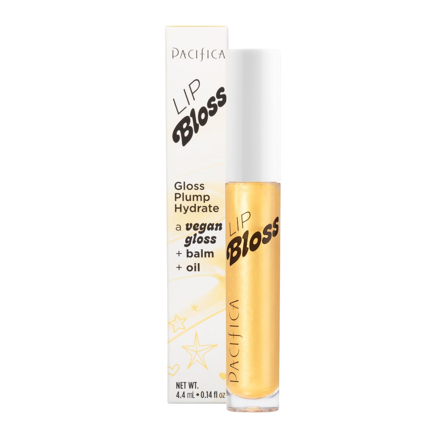 Pacifica Plumping Lip Gloss - Lip Bloss Tinted Lip Balm Treatment - Vanilla Bean Flavored - Moisturizing, High-Shine, Long-Lasting Shine, Jojoba Oil Vegan &amp; Cruelty-Free, 0.14 Fl Oz