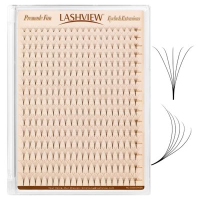 LASHVIEW Premade Lash 320 Fans, 5D D Curl Thickness 0.07 Premade Fans Eyelash Extensions 8-15 mm Mixed Length Promades Eyelash Fans Professional Pre Made Lash Fans (320 Fans 5D-0.07-D 8-15mm)