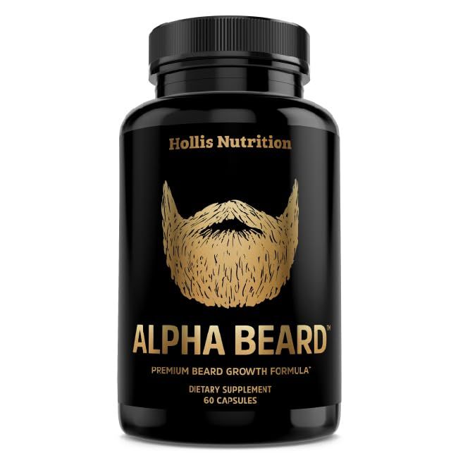 Alpha Beard Growth Vitamins | Biotin 10K MCG, Collagen, Keratin, Hyaluronic Acid, B-Complex, OptiMSM, BioPerine | Beard and Hair Growth Supplement for Men | Regrow Stronger, Healthier Facial Hair
