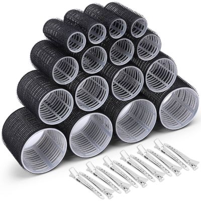 Selizo Hair Roller 28 Pcs Set, Includes 16Pcs Self-Grip Hair Rollers in 4 Sizes and 12Pcs Hair Clips for Long Medium Short Hair Volume