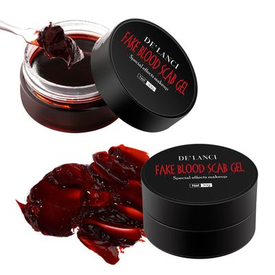 DE&#39;LANCI Fake Blood Scab, 2 Pcs Coagulated Blood Gel Washable, Realistic Scar Blood Halloween SFX Makeup on the FaceBody, Prefect Zombie Vampire Monster Cosplay Stage Blood Clothes - 60g (2.12 oz)
