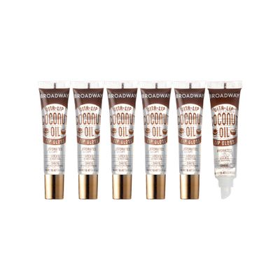 Ruby Kisses Broadway Lip Gloss Vita-Lip Clear Lip Gloss 6 Pack, Moisturizing, Soothing, Super Glossy with Vitamin Oil (Coconut)