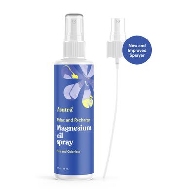 ASUTRA Magnesium Oil Spray, 4 fl oz - Topical Magnesium, Rapid Absorption, Pure, Odorless and Non-Greasy, Magnesium Derived from Zechstein Seabed