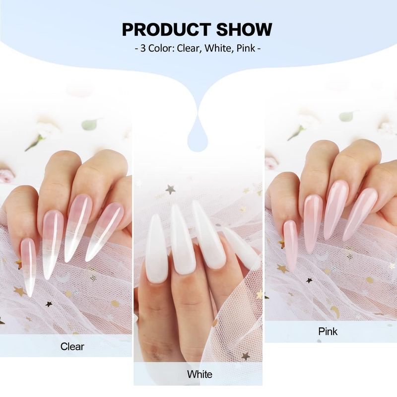 Morovan Acrylic Nail Kit Clear Pink White Acrylic Powder and Professional Liquid set for Acrylic Nails Extension for Beginner DIY at Home with Acrylic Nail Brush