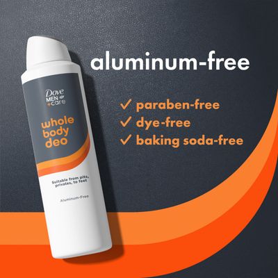 Dove MenCare Whole Body Deo Aluminum-Free Deodorant Spray Shea Butter  Cedar Suitable from Pits, Privates, to Feet with Vitamin E 4 oz