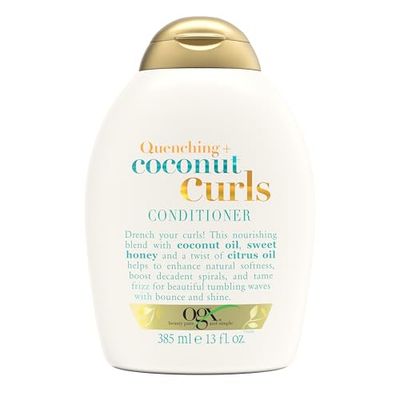OGX Quenching  Coconut Curls Curl-Defining Conditioner, Nourishing Curly Hair Conditioner with Coconut Citrus Oil &amp; Honey, Paraben-Free with Sulfate-Free Surfactants, 13oz