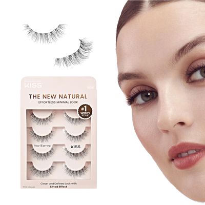 KISS The New Natural, False Eyelashes, &#39;Freckles&#39;, 12 mm, Includes 1 pair of lash, Contact Lens Friendly, Easy to Apply, Reusable Strip Lashes