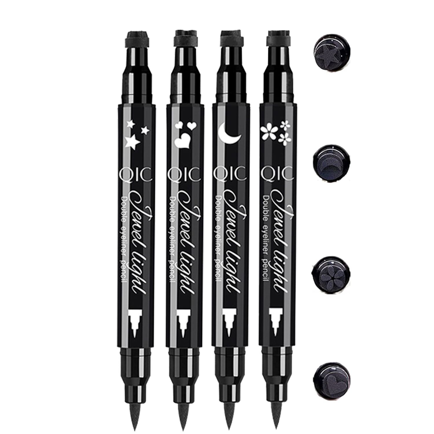 TUKEFEV Winged Eyeliner Pencil 4 Pack Eyeliner Stamps Black Liquid Eye Liner Waterproof Smudge-Proof Lines Liquid Long-Lasting Eye Pencil for Women