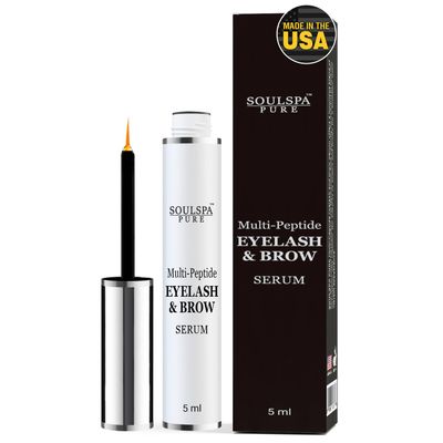 SOULSPA PURE Eyelash Serum - Advanced Brow &amp; Eye Lash Serum with Biotin &amp; Peptides - Nourishing Serum &amp; Eyelash Growth Serum &amp; Conditioner - Promotes Thick, Healthy Eyelashes &amp; Brows - 5 ML
