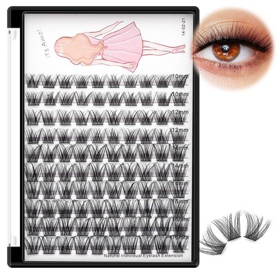 Bodermincer 8-10-12-14-16mm MIX10-12-14-16mm MIX D Curl Lash Clusters Individual Lashes Mink Cluster Eyelash Extension Natural 3D Russian Volume Faux Eyelashes Individual Lashes Makeup (16MM)
