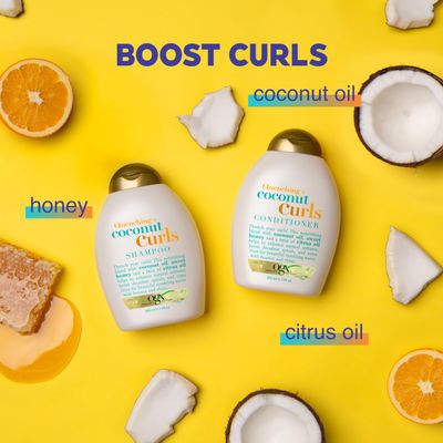 OGX Quenching Coconut Curls Curl-Defining Conditioner, Nourishing Curly Hair Conditioner with Coconut Citrus Oil & Honey, Paraben-Free with Sulfate-Free Surfactants, 13oz
