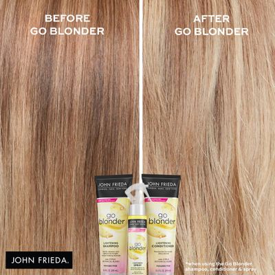 John Frieda Go Blonder Lightening Spray, Controlled Hair Lightener to Gradually Lighten Hair, with Citrus and Chamomile BlondMend Technology, 3.5 Oz