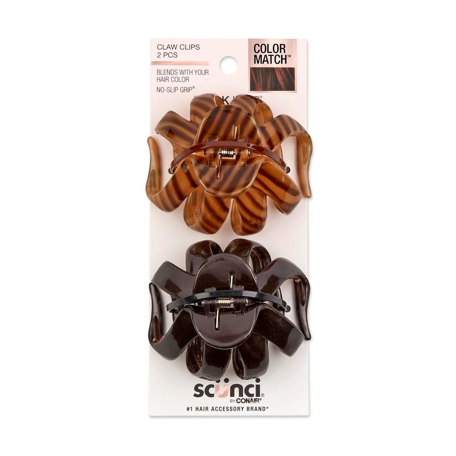 Scunci by Conair jaw claw clips - hair accessories for women - claw clips for thick hair - claw clip - Black &amp; Tortoise- 2 Count