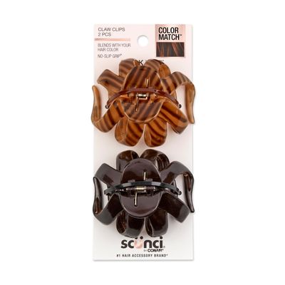 Scunci by Conair jaw claw clips - hair accessories for women - claw clips for thick hair - claw clip - Black &amp; Tortoise- 2 Count