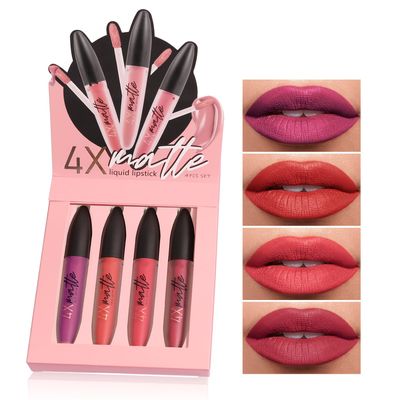 MAEPEOR Liquid Lipstick Set 4 Pcs Smooth Velvety Matte Lipstick Waterproof Long Lasting Liquid Lipsticks Makeup Gift Sets (Set 403)