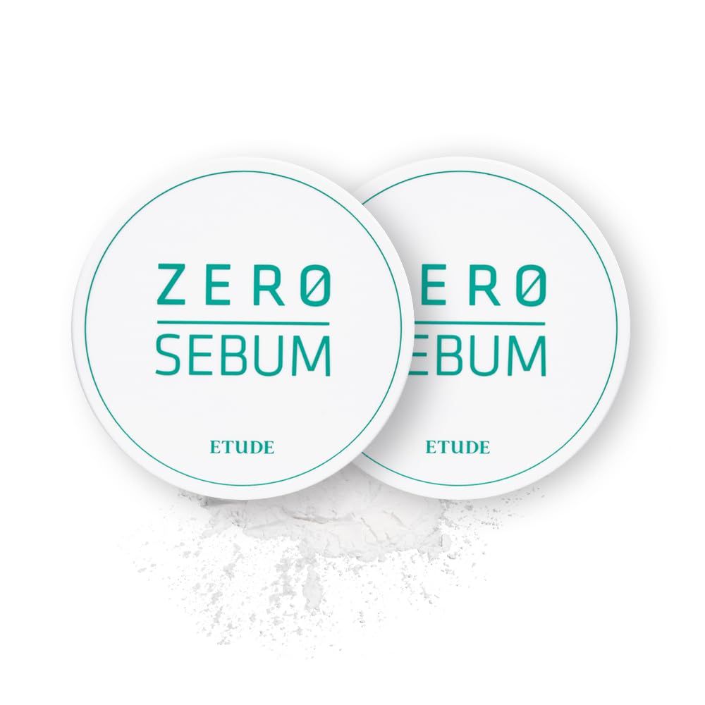 ETUDE Zero Sebum Drying Powder Duo Set 0.14Ounce2 (4g2) | Lightweight Oil Control No Sebum Loose Face Powder with 80% Mineral | Long Lasting, Makes Skin Downy, Korean Makeup, Kbeauty