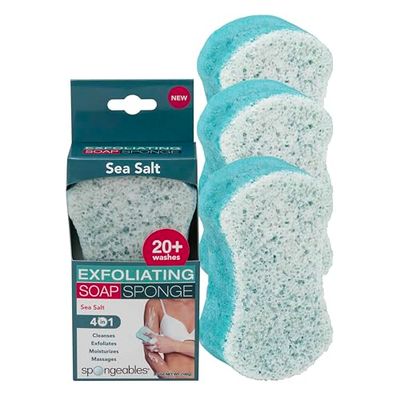 Spongeables Body Wash in a 20 Wash Sponge, Sea Salt, 3 Count