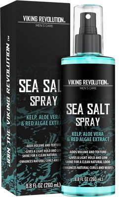 Viking Revolution Sea Salt Spray for Hair Men - Hair Texturizing Spray with Kelp, Aloe Vera and Red Algae Extract - Surf Spray to Add Volume and Texture Sea Salt Spray for Men Beach Hair Spray - 8.8oz