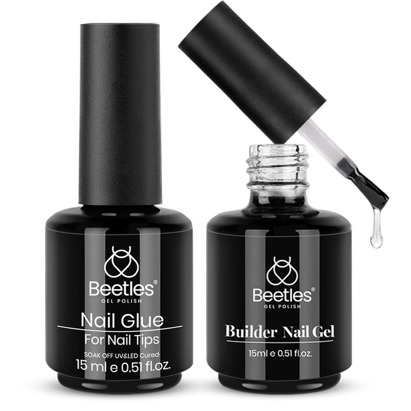 Beetles Gel Polish 5 In 1 Nail Glue and Builder Nail Gel 7 in 1 Builder Strengthener Gel Clear Building Gel Hard Gel for Nails Builder Extension, Uv LED Lamp Nail Gel Valentine's Day Gift for Women
