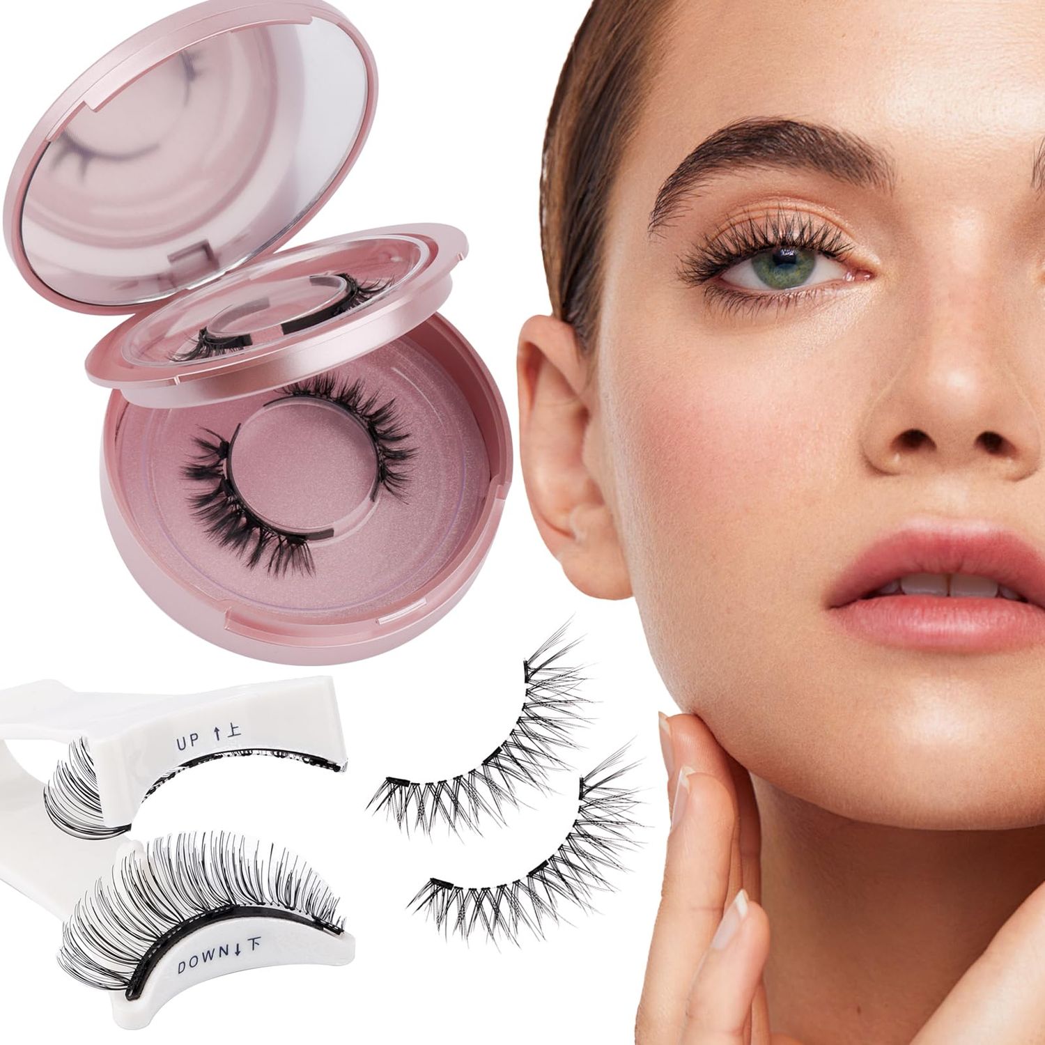 Magnetic Eyelashes Natural Look Magnetic Lashes with Applicator Reusable Magnetic Eyelashes No Glue and No Eyeliner Needed Magnetic Eyelashes 2 Pairs(K8YJ604)