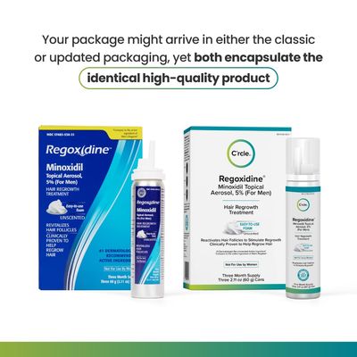 Regoxidine Men's 5% Minoxidil Foam & Topical - Helps Restore Vertex Hair Loss & Thinning Hair - Extra Strength Supports Hair Regrowth in Unscented Topical Aerosol Treatment (Foam, 3 Month's Supply)
