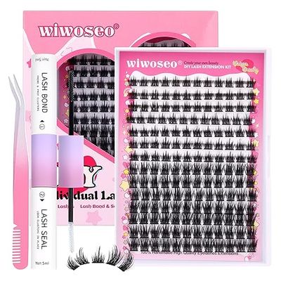 wiwoseo Cluster Lashes Natural Look Individual Eyelashes