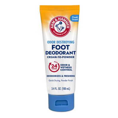 Arm &amp; Hammer Cream to Powder Foot Deodorant, 24 Hour Protection Odor &amp; Wetness Protection, Apply as Cream Dries to Powder