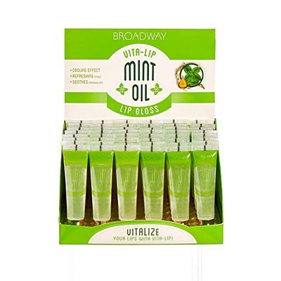 Broadway Vita-Lip Clear Lip Gloss Box Display Set (Mint (48 PCS))