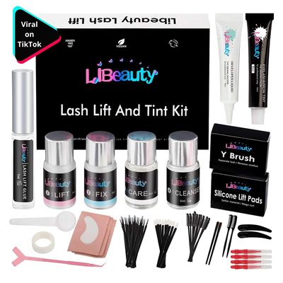Libeauty Eyelash Lift and Color Kit Brow Lamination with Black Lash Perm Quick Lifting &amp; Voluminous Coloring with Complete Tools DIY Use at Home &amp; Salon Supplies