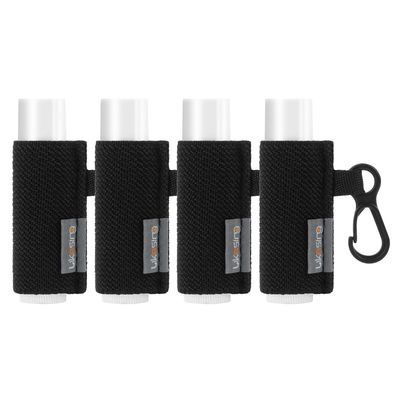 Likesing Lip Balm Holder, 4Pcs Chapstick Holder with Clip On for Backpacks, Elastic Lipstick Sleeve Holder Gifts for Friends Women Girls Boys Man, Black
