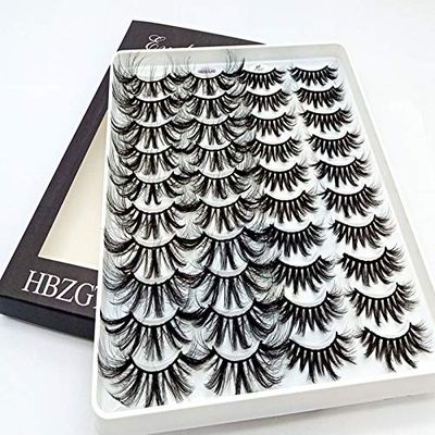 HBZGTLAD 20 Pairs 3D Mink Lashes Handmade Wispy Fluffy Long Lashes Natural Eye Extension Makeup Kit Cilios (3D-XK)