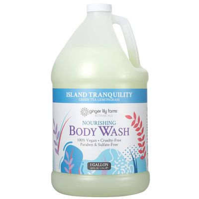 Ginger Lily Farms Botanicals Nourishing Body Wash, Island Tranquility, 100% Vegan &amp; Cruelty-Free, Green Tea &amp; Lemongrass Scent, 1 Gallon Refill (128 fl. oz.)