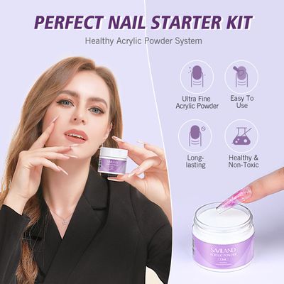 SAVILAND Acrylic Nail Kit - 30g Clear Acrylic Powder & 60ml Acrylic Liquid Set with Nail Brush Nail Forms Tools Extension Nail Kit for Beginners with Everything for Home DIY Salon Nails Application