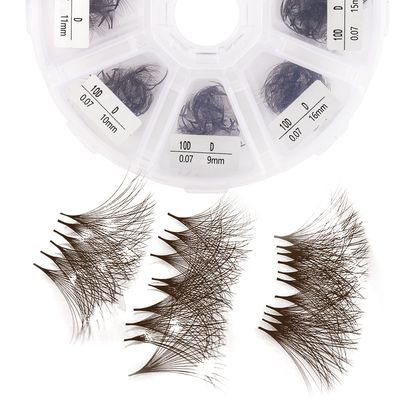 Volume Lash Extensions 10D Brown Premade Fans 500 PCS 0.07mm 9-16mm Mixed CD Curl Short Stem Premade Volume Eyelash Extensions Pointed Base Fans by WENDY LASHES (500PCS-10D-0.07-C, 9-16mm MIXED)