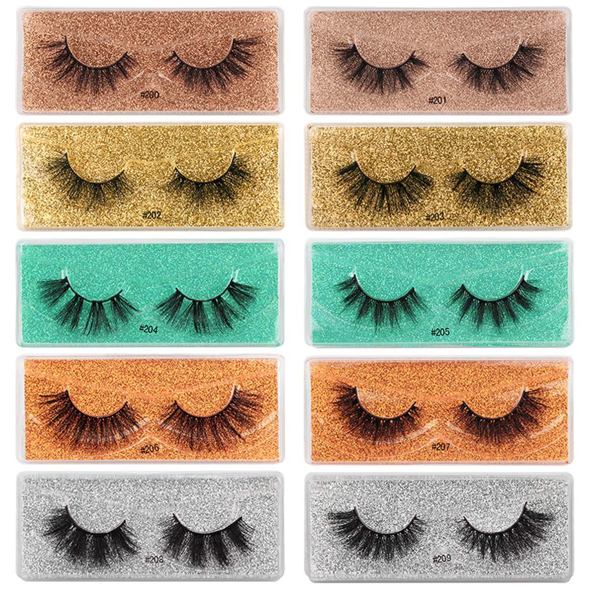 Vayator 10 Styles Mixed 10 Pairs Soft Fluffy 3D Mink False Eyelashes Dramatic Long Wispies Lash Extension Natural Volume Beauty Handmade Eye Makeup (10 Styles Mixed)