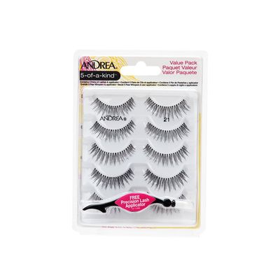 Andrea Fake Eyelashes Multi-Pack with Applicator, 21mm - Natural Look Lashes for Eye Makeup, Dramatic &amp; Lightweight False Eyelashes, 1 Pack