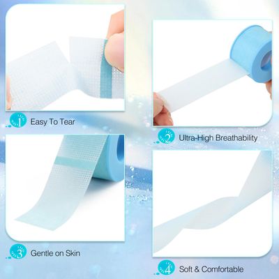 LZM Lash Tape for Eyelash Extensions,Silicone Gel Eyelash Tape for LiftMake up, Latex Free Tape for Sensitive Skin Pain-Free Removal Breathable Lash Extensions Supplies(1in x 4yd, 2Rolls Blue)