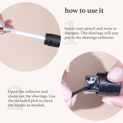 Julep Cosmetic Makeup Pencil Sharpener - Eyeliner, Lip Liner and Eyebrow Pencils - Compact Travel Friendly - Easy to Clean - Universal Sharpener for Wood and Plastic Pencils - German Made Steel