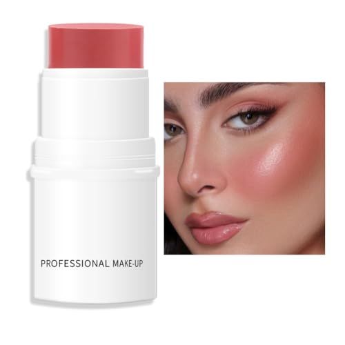 Red Cream Blush Stick for Cheeks, Waterproof Face Cream Makeup Blush Stick, Long-Lasting Multi-use Blush Makeup Stick, Natural-Looking, Lightweight Skin Tint Blush Makeup for All Skin