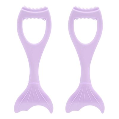 Tbestmax 2 in 1 Mascara Eyeliner Guard, Silicone Mascara Lash Shield Applicator, Eyelash Comb Purple 2 Pcs