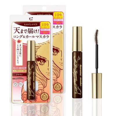 HEROINE MAKE by KISSME Mascara Duo Set | 2 Full-Size - Long &amp; Curl Up | Waterproof Mascara Brown, Lengthening &amp; Volume Fiber Tubing Mascara Makeup, WP 02 Brown