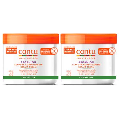 Cantu Leave-In Conditioning Repair Cream with Argan Oil, 16 oz (Pack of 2) (Packaging May Vary)