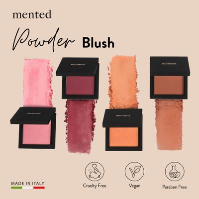 Mented Cosmetics Made in Italy, Cruelty Free Makeup, Vegan, Paraben Free, Shimmer Cheek Blush Palette for Face, Powder Face Blush for Women with Vitamin E, 0.2oz7g, Clay too Much