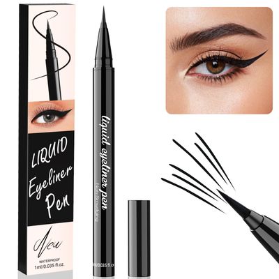 Liquid Eyeliner - Waterproof Eyeliner Pen with Precise Brush Tip Eye Liner Pen for Thin &amp; Thick Lines, Professional Ink Eyeliner Pencil for Woman, Smudge-Proof, Stay All Day, Easy to Use, Black