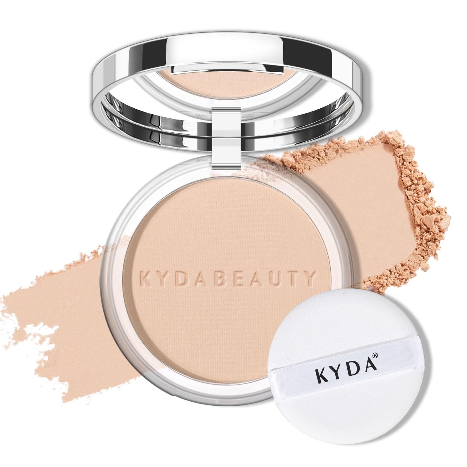 KYDA Mineral Powder, 4-in-1 Pressed Mineral Powder Foundation, SPF 35, Matte Powder Foundation with Concealer and Setting Makeup, Lightweight Flawless Coverage, LIGHT